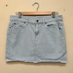 Vince Camuto Blue and White Pinstripe Denim Mini Skirt Size 6